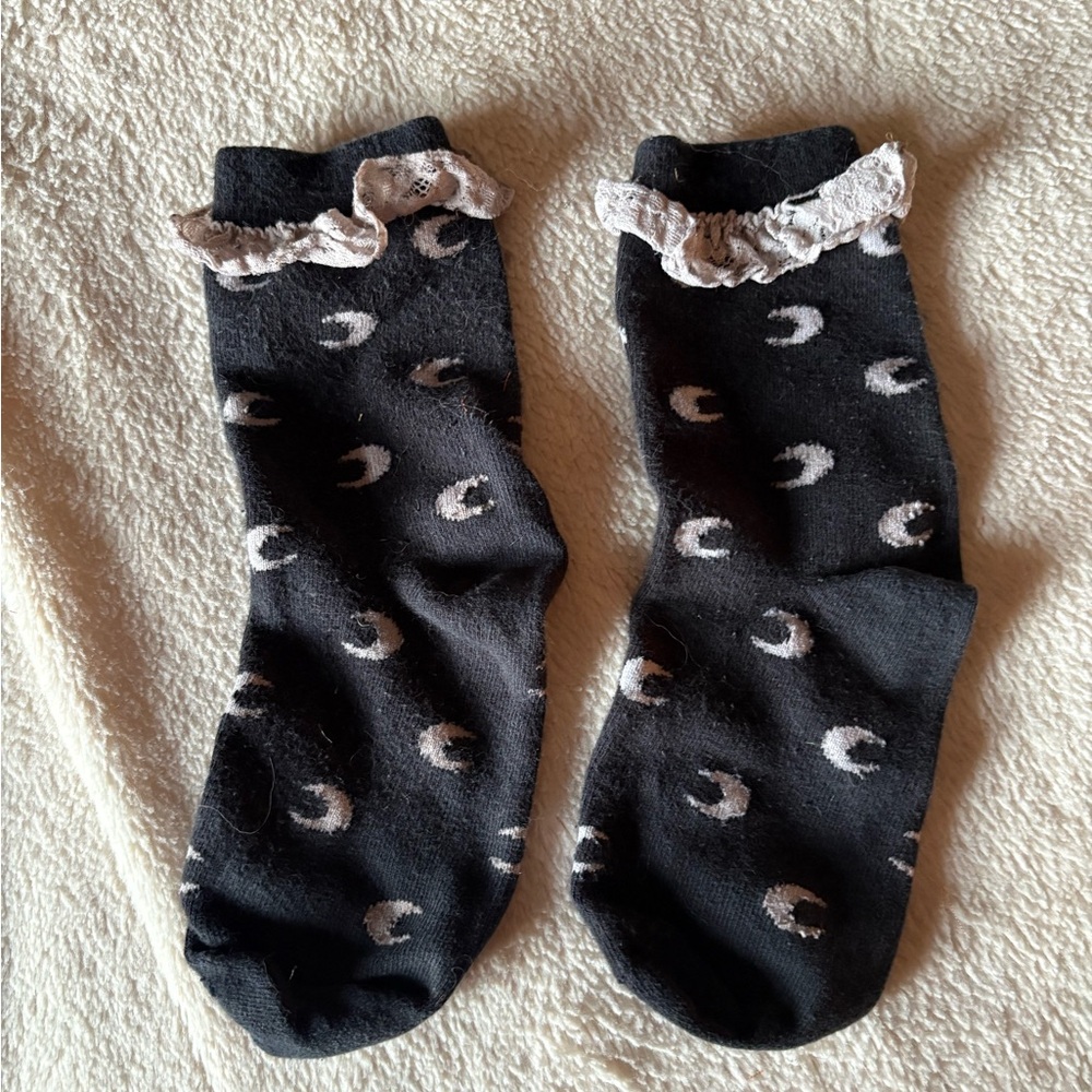 Killstar Moon Socks with Lace Ruffle Trim !!!Bundle Only!!!